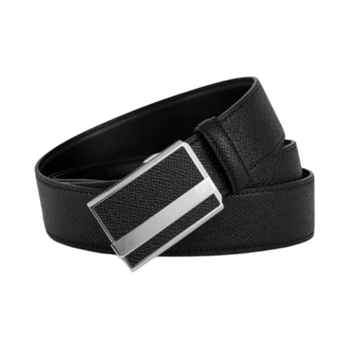 Dunhill Кожаные ремни из коровьей кожи разделенные мужские черные 3,5 см