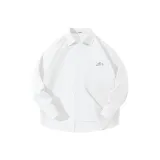 [Длинный рукав рубашка] Белый (Красный бобы, горы, логотип на груди)