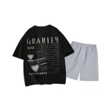 Чёрный топ, светло-серый низ