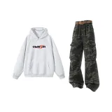 Белый, Фотиния, Серый, Топ + Камуфляж, Штаны