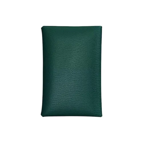 HERMES Calvi Duo Chamkila шевро Картхолдер Женские 6O Vert Cypres Кипарисовый зеленый Сосновый зеленый