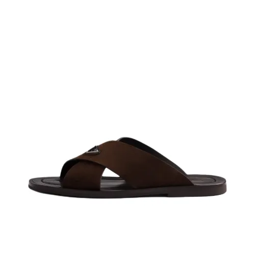 PRADA Rubber Slide Тапочки Мужские Коричневые