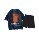 Темно-синий топ, черный низ