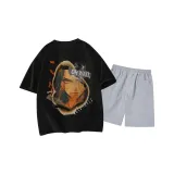 Чёрный топ, светло-серый низ