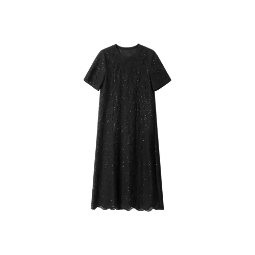 Bethine Таинственный черный Женские Короткие Платья с Короткими Рукавами