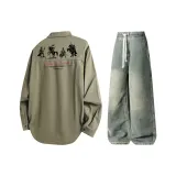 Комплект одежды (Топ цвета хаки + Штаны цвета грязно-желтого)