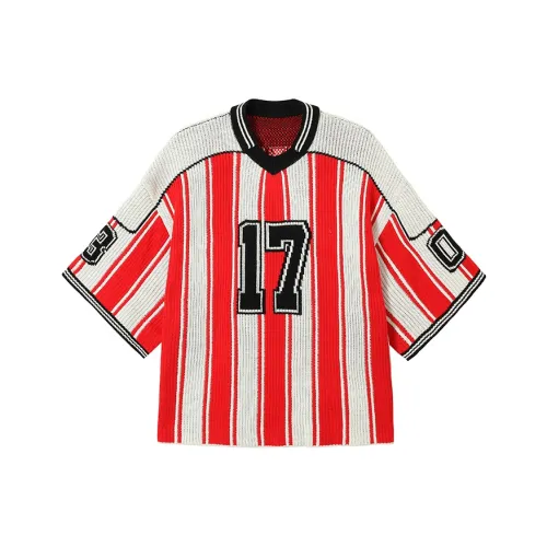 H YXIANG Красный и Белый Полосы Женский Трикотаж