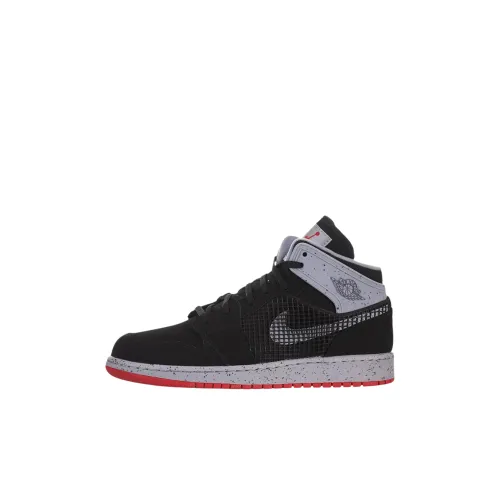 Jordan Air Jordan 1 MID Топ Детские Баскетбольные Кроссовки Черные Унисекс