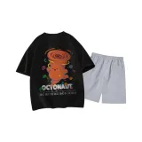 Чёрный топ, светло-серый низ