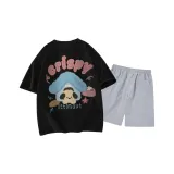 Чёрный топ, светло-серый низ