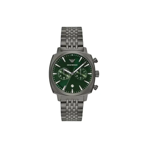 EMPORIO ARMANI CARLO Collection Мужские часы Кварцевый механизм Ремешок из нержавеющей стали 40 мм Зеленый циферблат