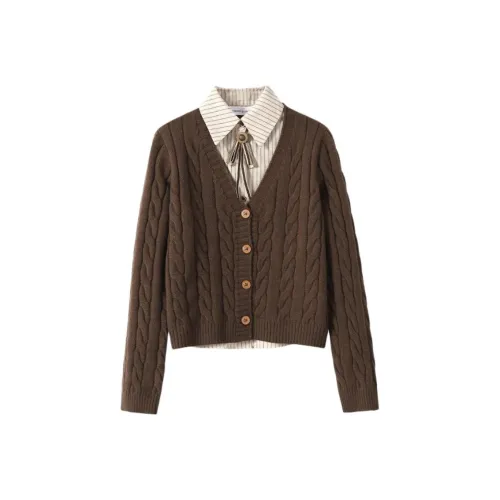 Mu Qingqing Кофейный [Премиум] Женские Свитшоты