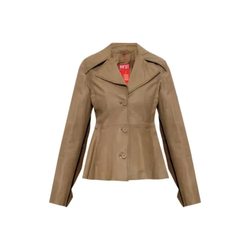 DIESEL Бежевый Женские Кожаные Куртки