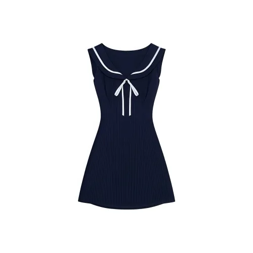 SEAR OFFICIAL Темно-синий Синий Женские Платья Без Рукавов