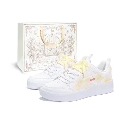 LINING Acer truncatum Устойчивые к истиранию Ударостойкие Низкие Кроссовки для скейтбординга Женские Белые Желтые