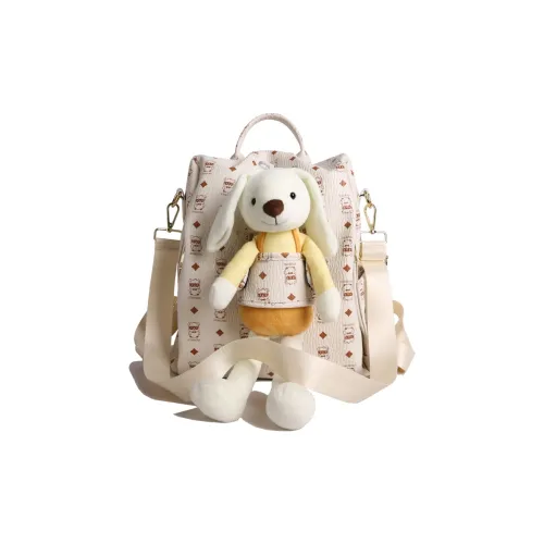 OKEKE ПУ (полиуретан) Рюкзак Большой Женский Экрю Розовый Коричневый