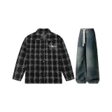 Комплект (черный топ+винтажные синие брюки)