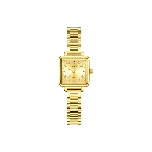 Labaoli Кварцевый механизм стальной ремешок женские часы золотой циферблат