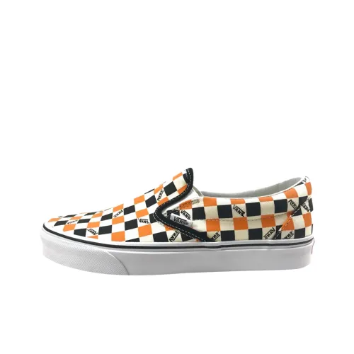 Vans CLASSIC Slip-On Скейтборд Кроссовки Мужские Черный Белый Оранжевый