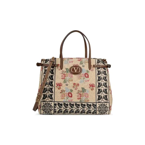 Valentino Cotton Bag Women's Khaki Multicolor Валентино Хлопковая Сумка Женская Хаки и Многоцветная