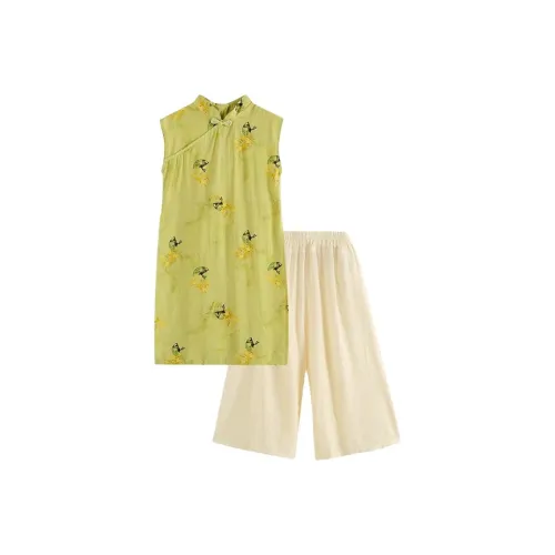 Meter Ханьфу Женский Летний Комплект Одежды в Китайском стиле для Детей