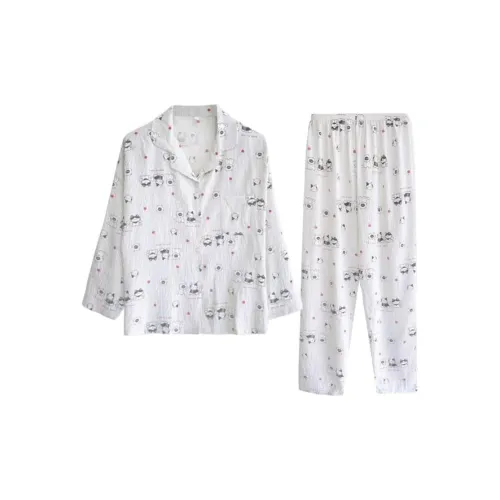 MEIJIAO Белый 3 Пачка Котенок Одежда Комплекты Женские Пижамные Наборы