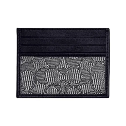 COACH Card Case Ткань с кожаными вставками держатель для карт стандартный мужской черный серый