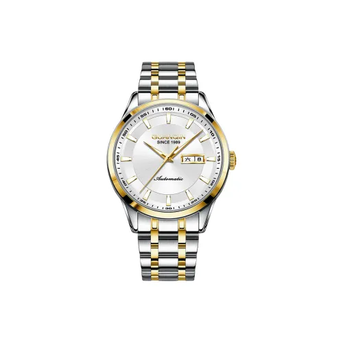 GUANQIN Механический механизм ремешок из нержавеющей стали мужские часы синий циферблат