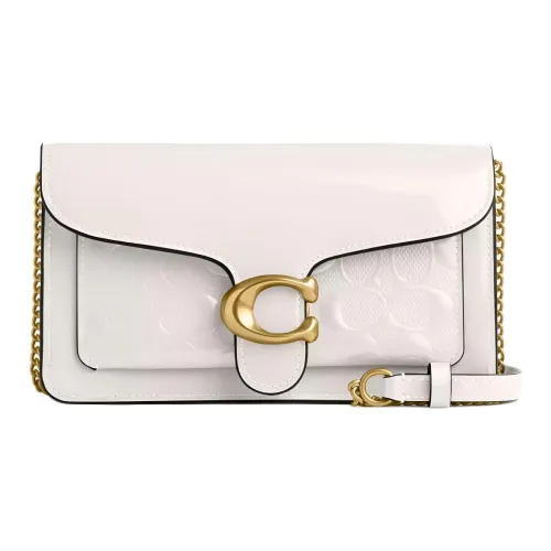 COACH Tabby Лакированная кожа Одно плечо Через плечо Клатч Маленький Женский Мел