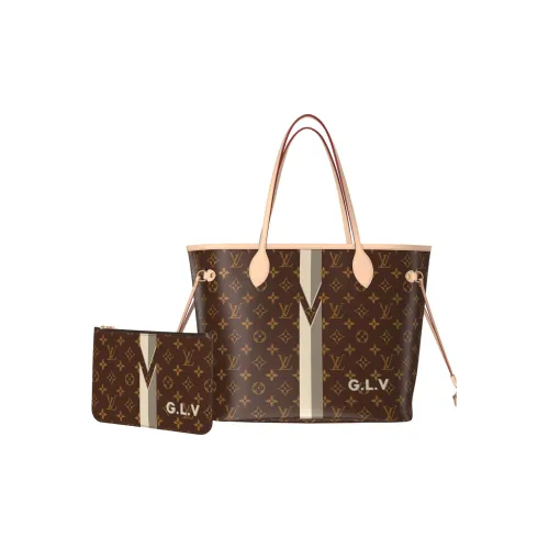 LOUIS VUITTON NEVERFULL Монограмма Покрытый холст Тоут Сумка Сумка для покупок Сумка на плечо Средний Женская Коричневый