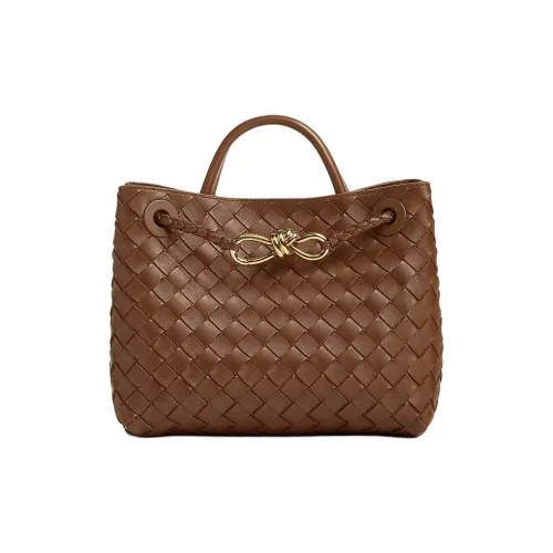 Bottega Veneta IntrecciatoAndiamo Collection Сумка на одно плечо из овечьей кожи Маленькая Женская Коричневая