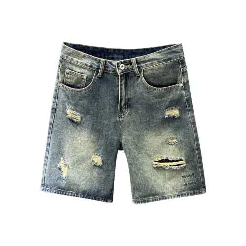 KAIZZGAO Blue Men's Denim Shorts KAIZZGAO Синий Мужские Джинсовые Шорты