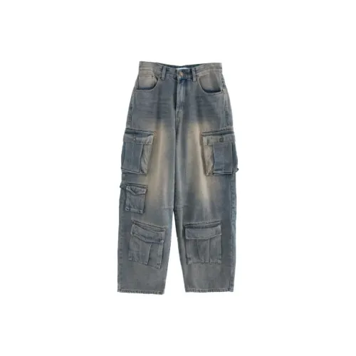 LOWEAR MULTI Cargo Rough Denim Pants Jeans Women's
