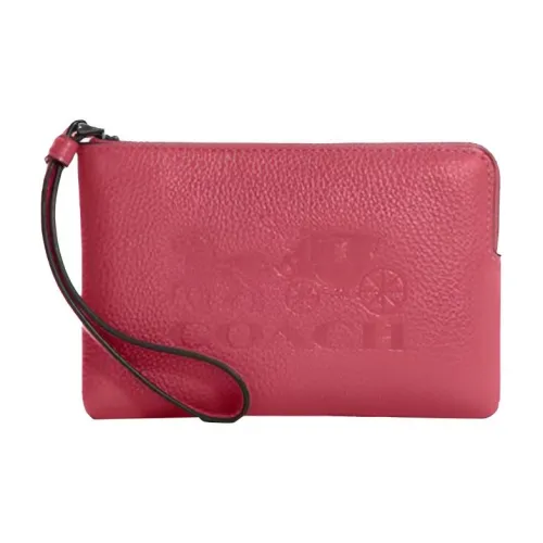 COACH Corner Zip Кожа Клатч Маленький Женский Розовый