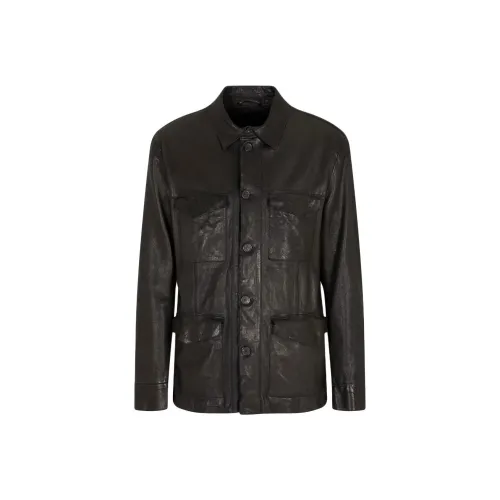GIORGIO ARMANI Черные Мужские Кожаные Куртки
