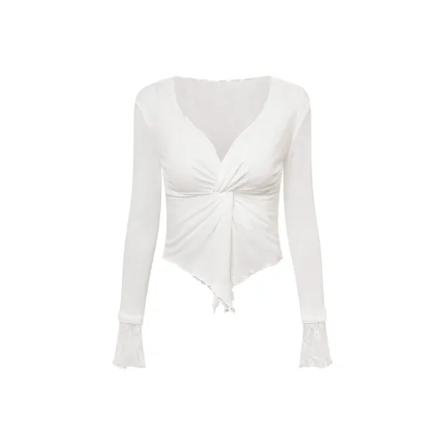 Ariseism Расклешенный рукав Дизайн Inspired Длинный рукав Т-рубашка для женских Осенний Slim Fit Топ женский