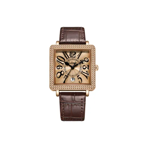 Labaoli Кварцевый механизм кожаный ремешок женские часы циферблат цвета кофе