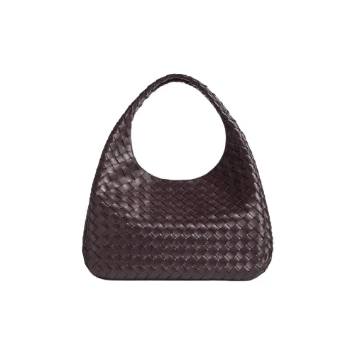 Bottega Veneta Сумка через плечо из овечьей кожи большая женская темно-коричневая