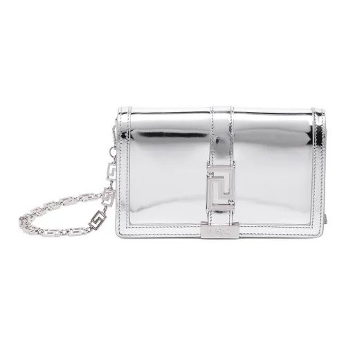 VERSACE Greca Goddess Кожа Сумка через плечо Мини Женская Серебряный