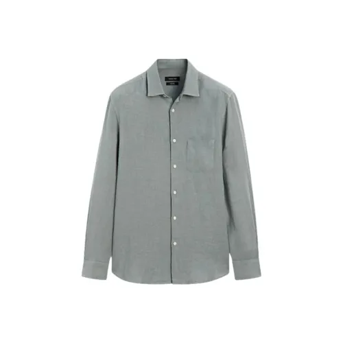 Massimo Dutti Выстиранные Синий Мужские Рубашки