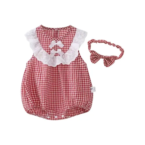 FrogPrince Красный JBL Клетчатая Сумка через плечо с кружевными отделками + Ползунки с полосами для волос, Комбинезоны для малышей