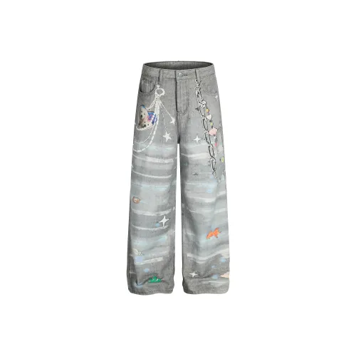 WAYHWEI Серый Унисекс Джинсы