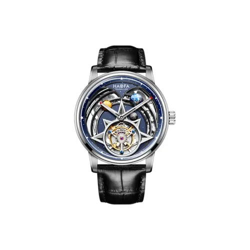 HaofaTourbillon Автоматический Механический Механизм Часы Мужские Синий Циферблат