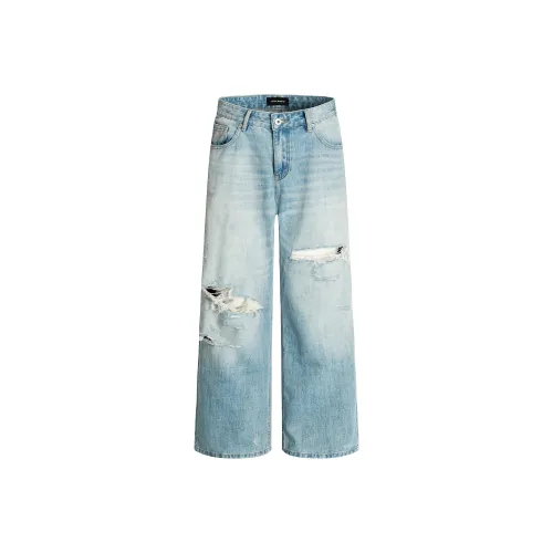 MR BENSE Выстиранные синие унисекс джинсы