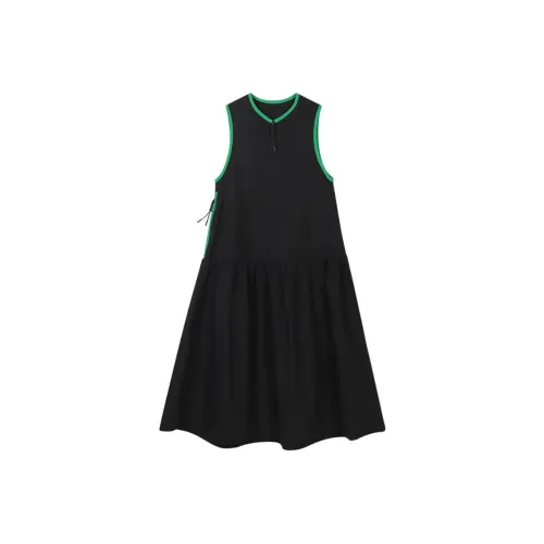 Weekly Круглый вырез Многоцветный Длинный Свободный крой Без рукавов Платье Женское