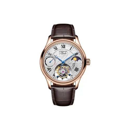 HaofaTourbillon Автоматический Механический Механизм Часы Мужские Серебристый Циферблат