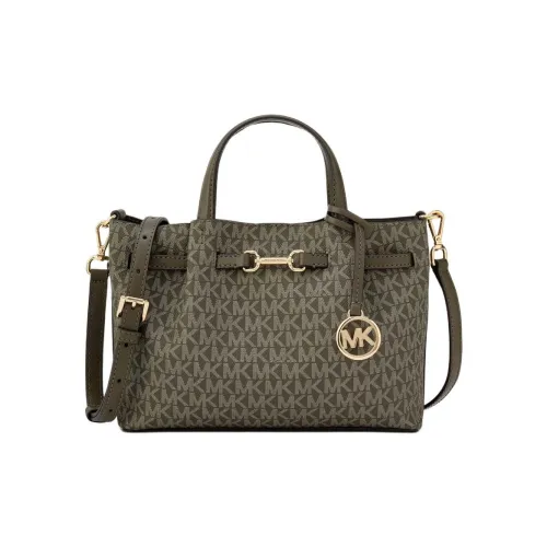 MICHAEL KORS Carson Покрытый холст Одно плечо Сумка Маленькая Женская Оливково-зеленая