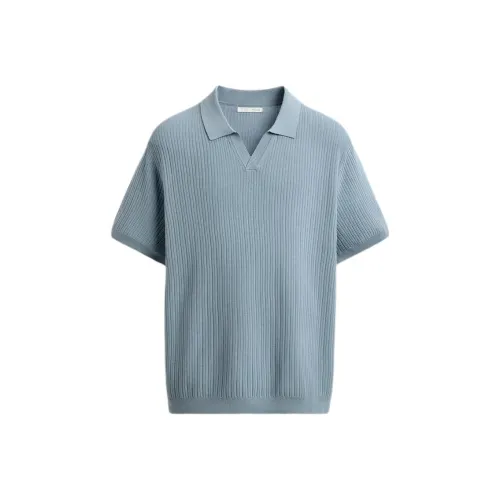 ZARA Небесно-голубая мужская поло рубашка