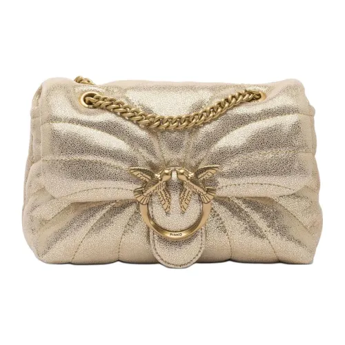 PINKO LOVE Collection Puff Телячья кожа Сумка на плечо Женская Золотая