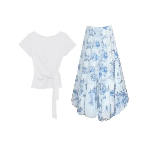 MARIE·COCO Белый топ + юбка Женские комплекты с юбкой